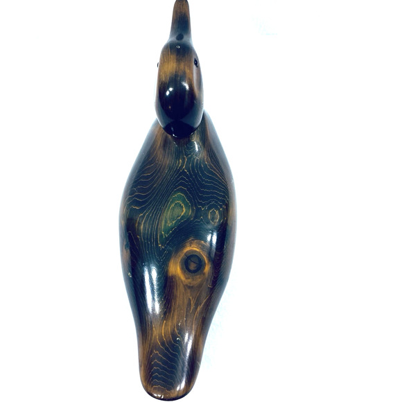 Wood Carved Duck Home Decor 12" Long Moveable Head Mancave Hunter‎ Signed B - Picture 7 of 10